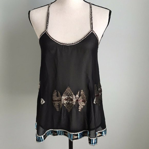 New BB Dakota Black Sequin Xanthe Tank - Picture 1 of 7